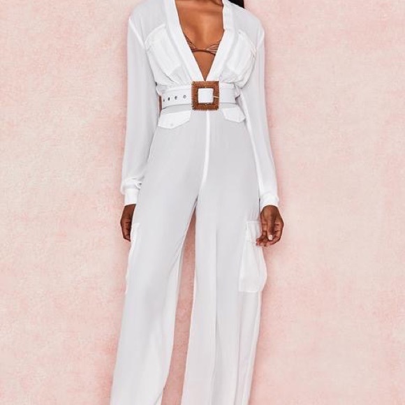 House of CB white Arabella jumpsuit NWT - Picture 3 of 3